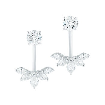 18KT White Gold 0.93ctw Diamond Post Butterfly Earrings