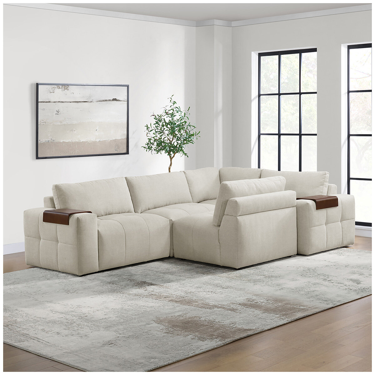Aiden & Ivy Fabric Stationary Modular Sectional 6 Piece
