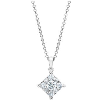 18KT White Gold 0.60ctw Diamond Cluster Pendant