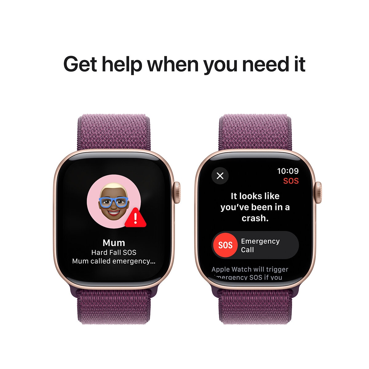 Apple Watch Series 10 GPS 46mm Rose Gold Aluminium Case with Plum Sport Loop