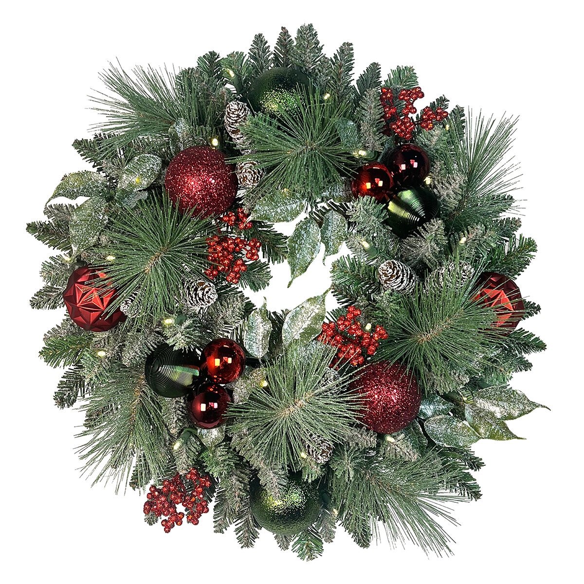 Pre-Lit Decorated Holiday Artificial Wreath 61cm