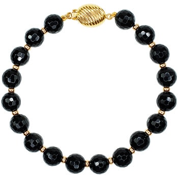 14KT Yellow Gold Black Onyx Gold Roundel Bracelet