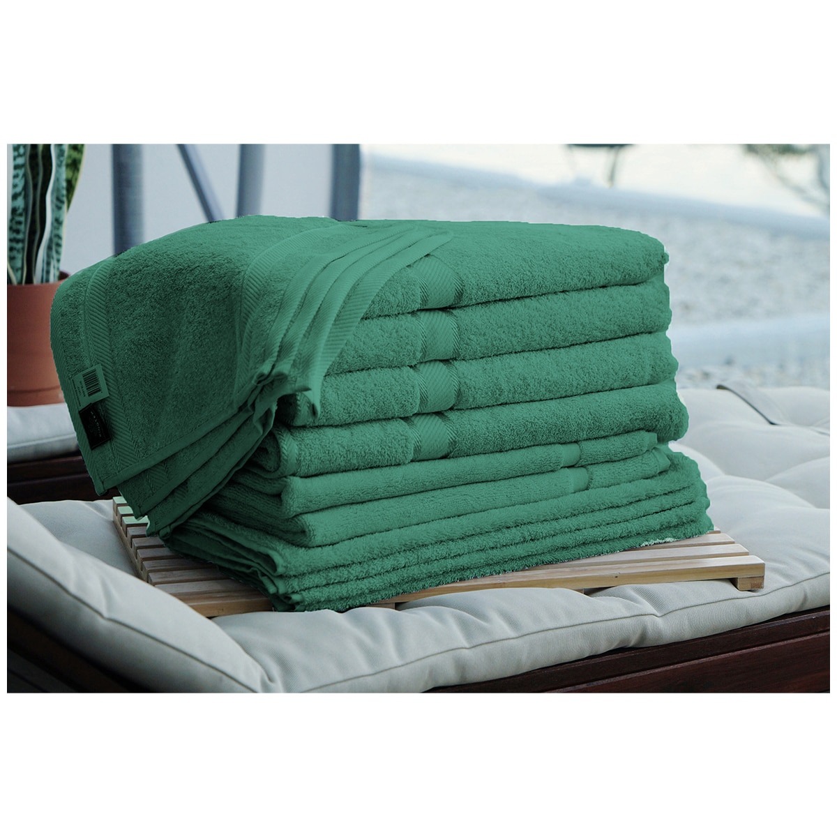 Kingtex Plain dyed 100% Combed Cotton towel range 550gsm Bath Sheet set 14 piece - Forest