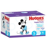 Huggies Boys Ultra Dry Nappy Pants Plus Size 5 Walker (12-17kg) 76 Nappies