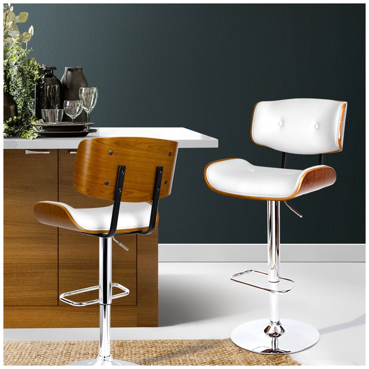 Artiss White Gaslift Barstool 1 pack