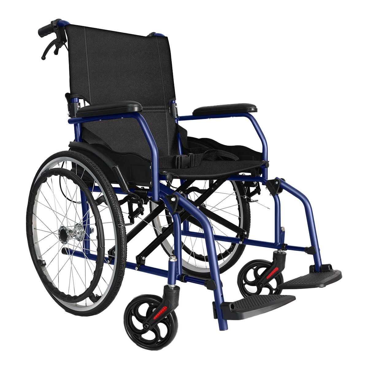 Altus Transport Wheelchair Lightweight Folding Self Propelled 20-inch Wheel - BLUE