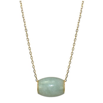 14KT Yellow Gold Natural Colour Jade Slide Pendant Necklace