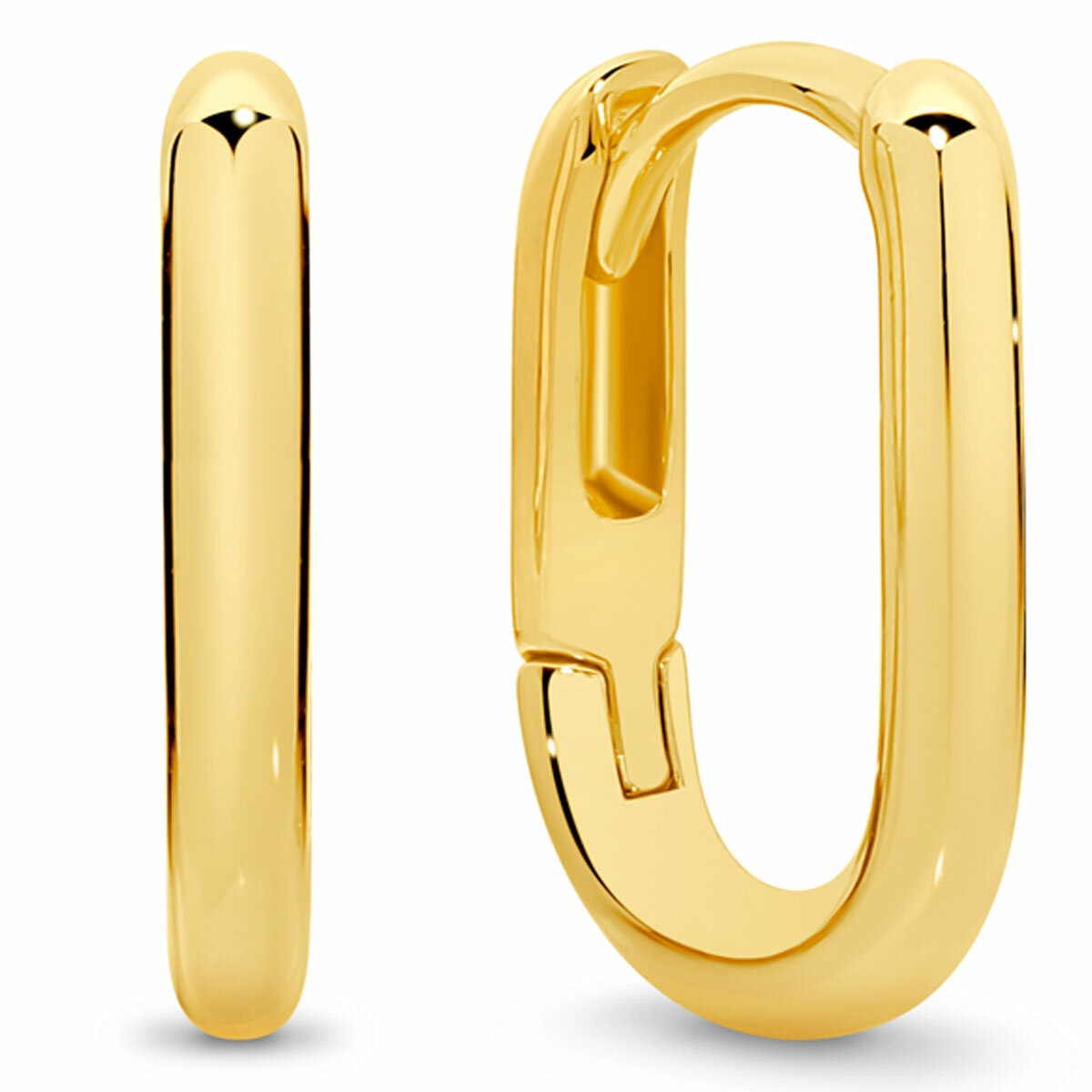 18KT Yellow Gold Paperclip Huggie Earrings