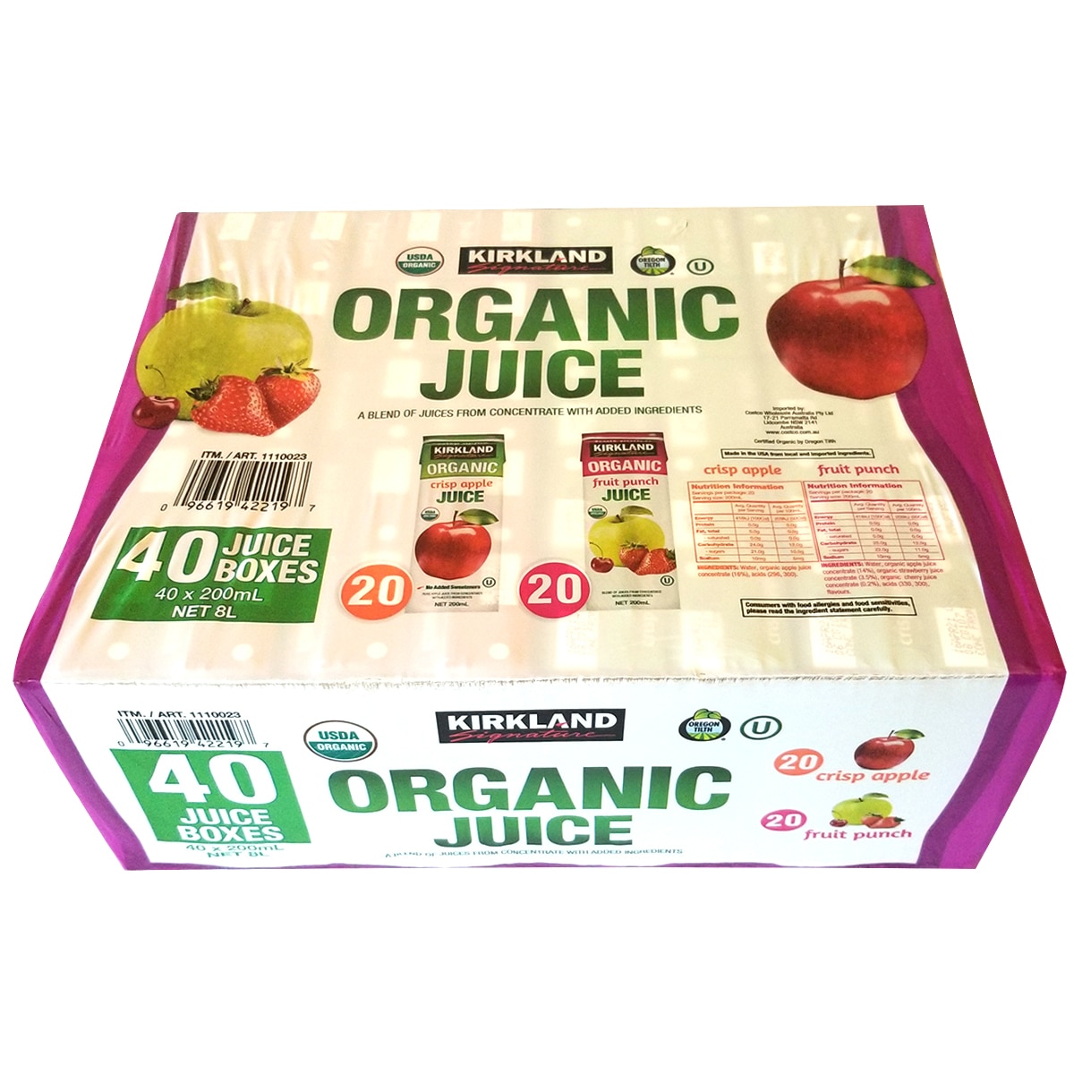 Kirkland Signature Organic Juice 40 x 200ml
