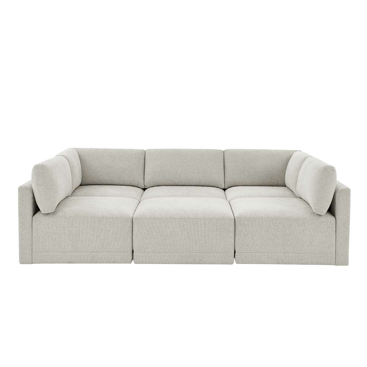 Thomasville 6PC Fabric Modular Sectional with Ottoman Light Grey