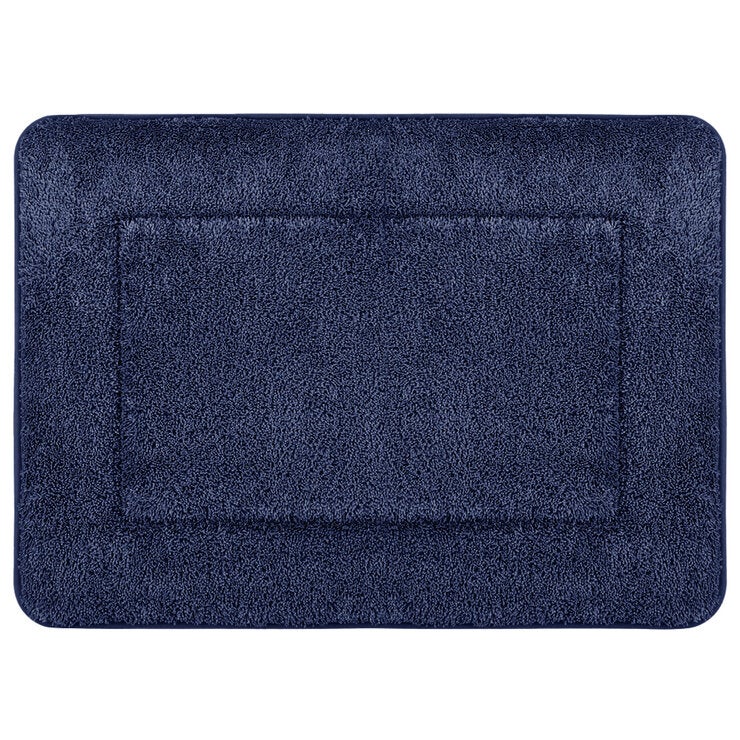 French Connection Memory Foam Bath Mat 2 Pack Set Blue Depths