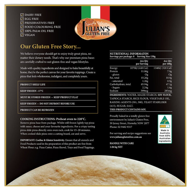 Julian's Gluten Free Pizza Base 1.04kg