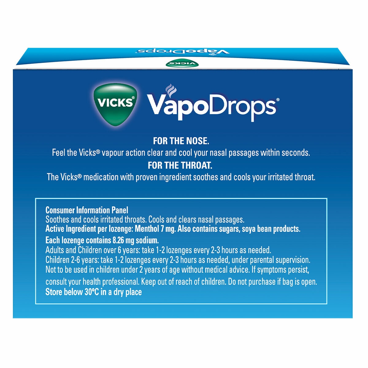 Vicks Vapodrops Butter Menthol Cough Cold 3 x 42 Pack Lozenges