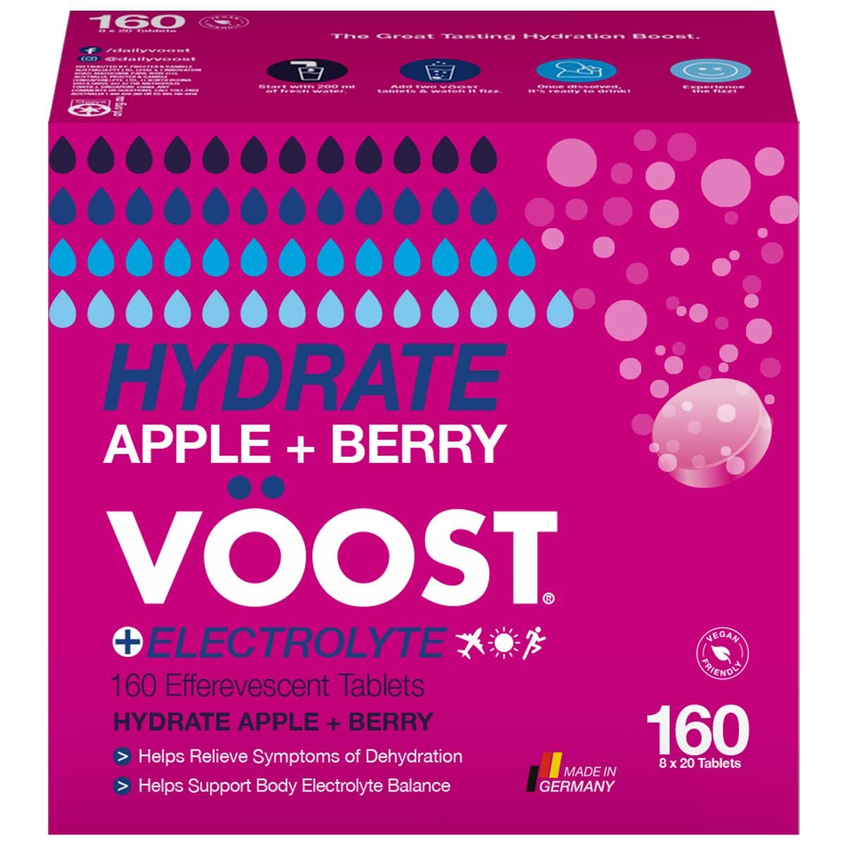 Voost Hydrate 160 Effervescent Tablets Apple Berry