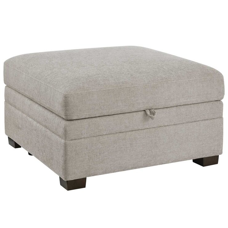 Thomasville 6 Piece Fabric Modular Sectional With Storage Ottoman