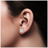 18KT White Gold 0.70ctw Round Brilliant Cut Diamond Square Earrings