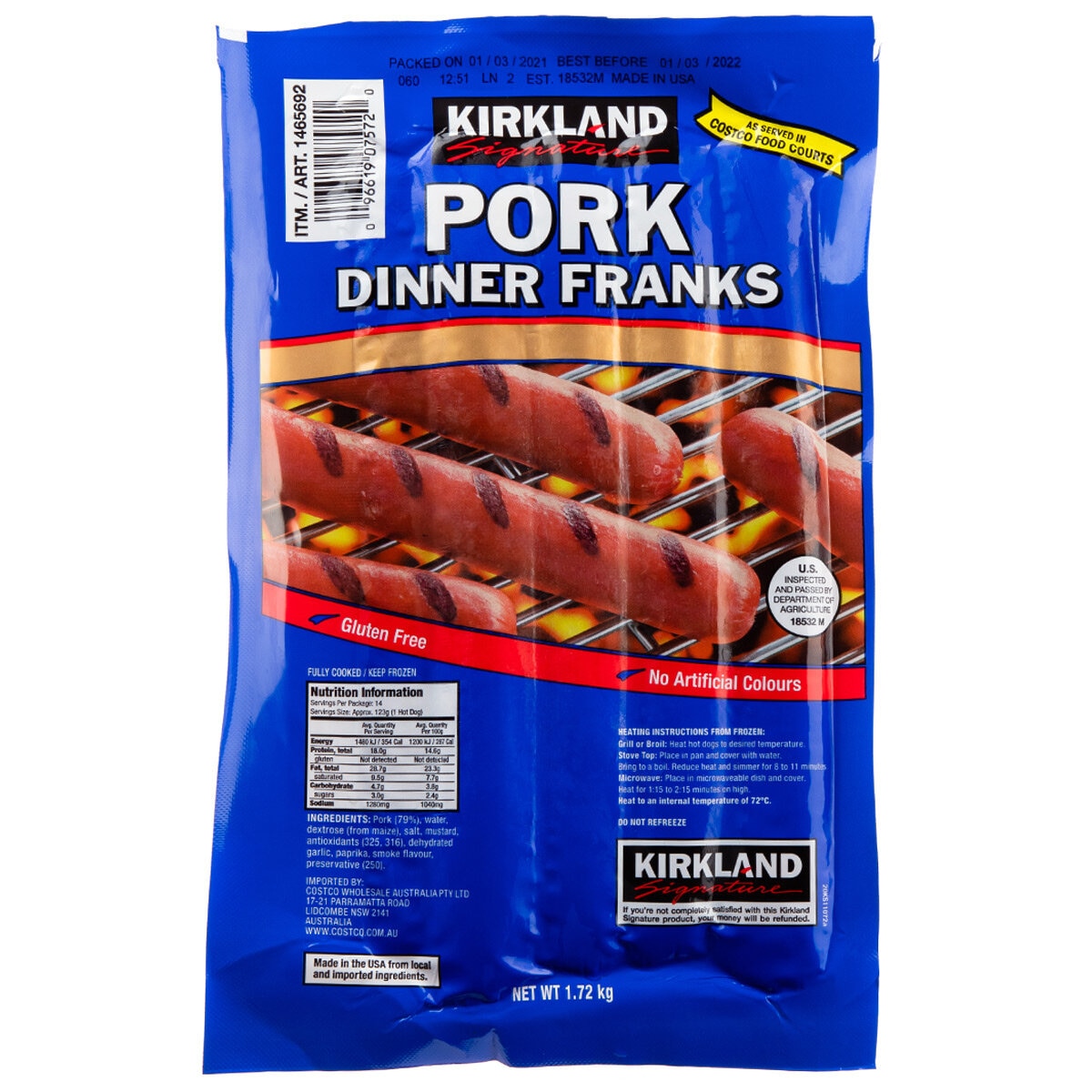 Kirkland Signature Pork Dinner Franks 1.72kg