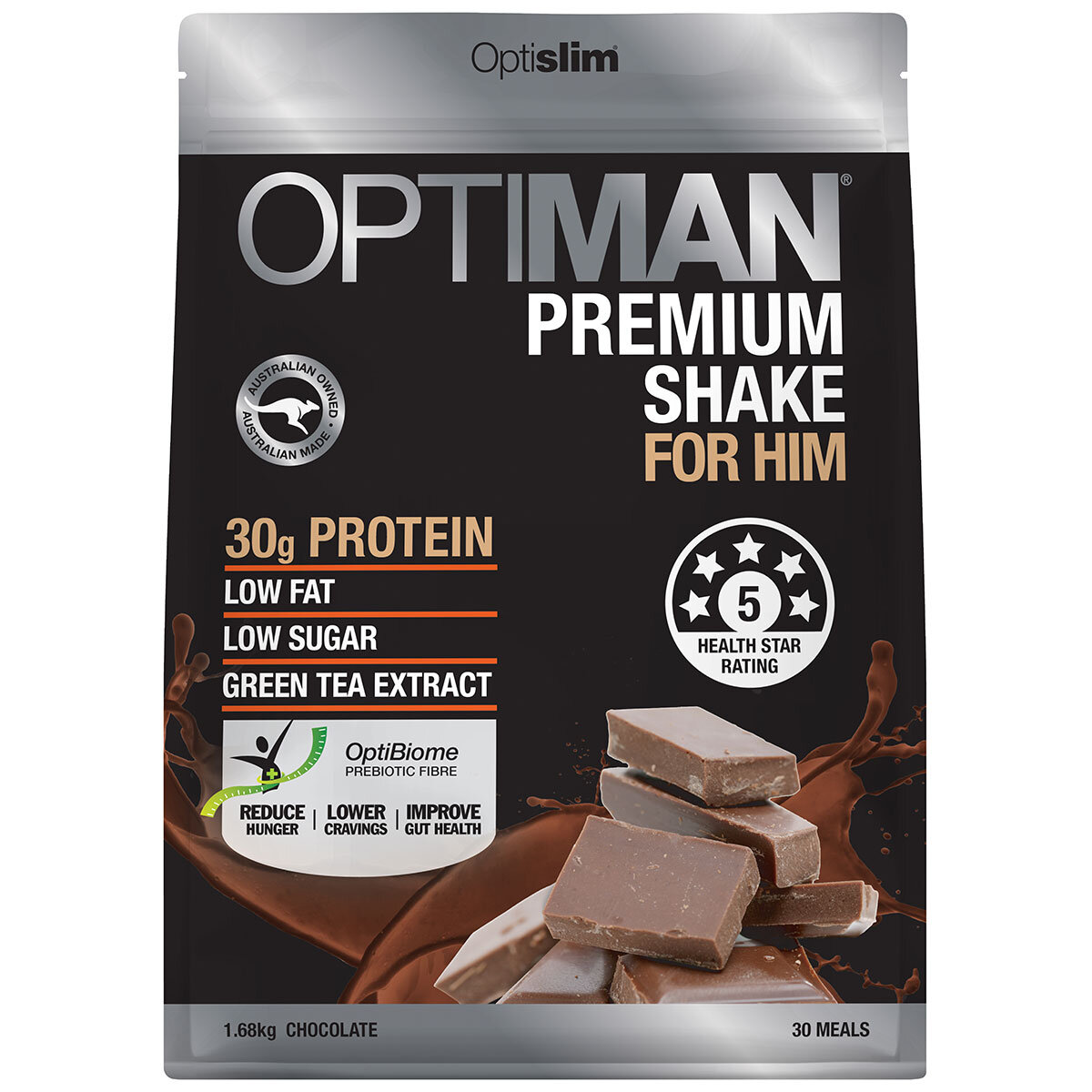 Optislim Optiman Premium Shake for Him 1.68kg Chocolate