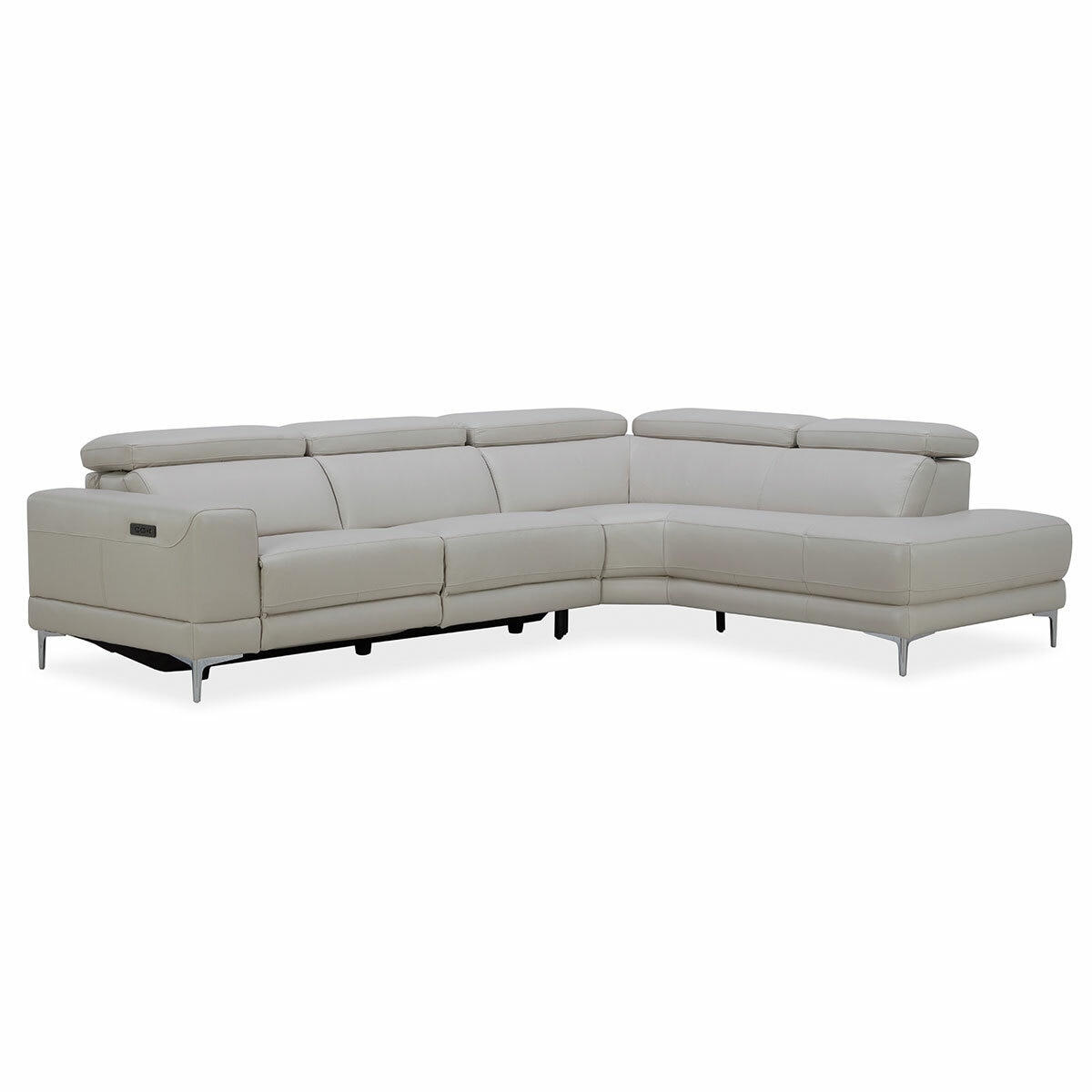 Aiden & Ivy Leather Power Sectional With Ratchet Headrest