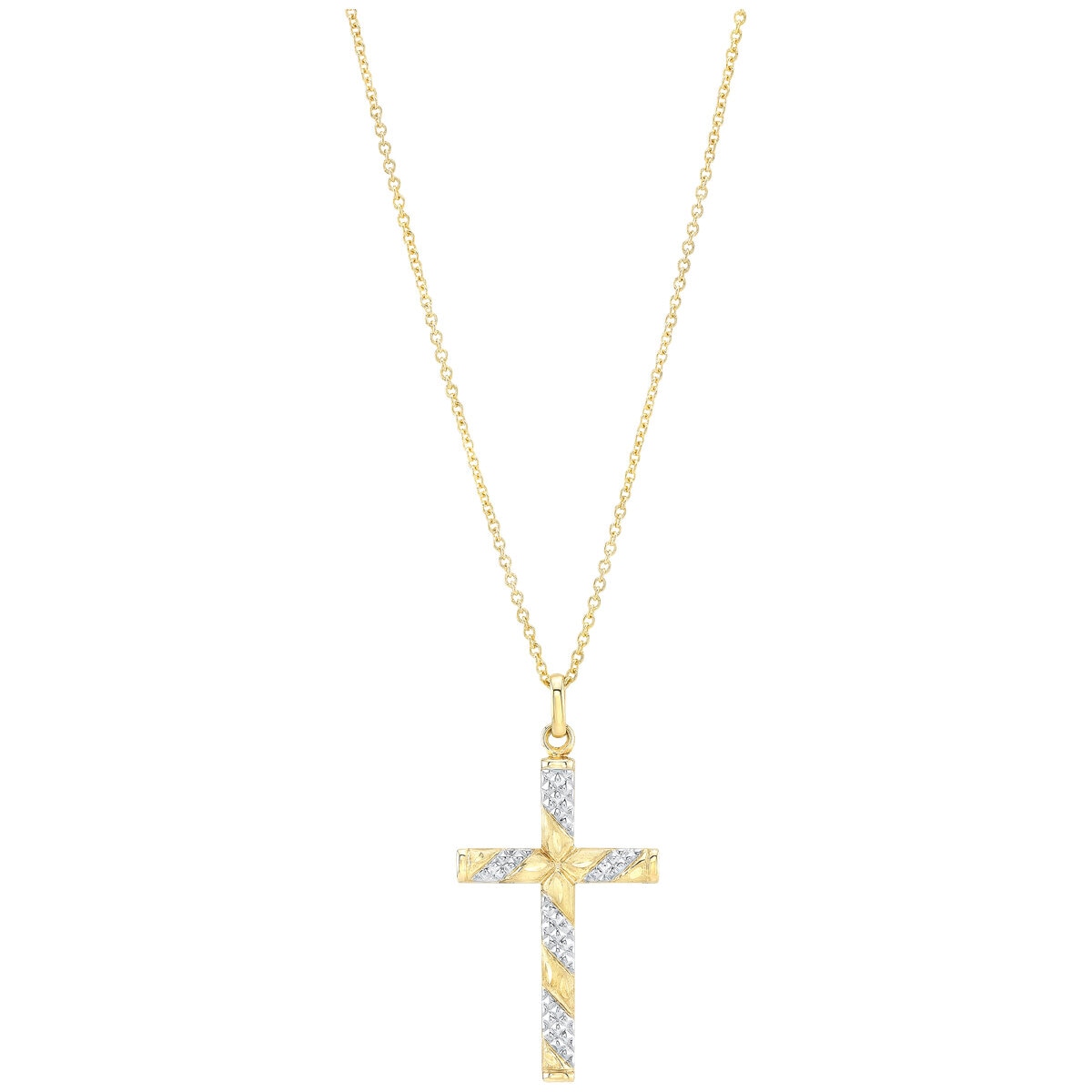 14KT Two Tone Gold Cross Pendant