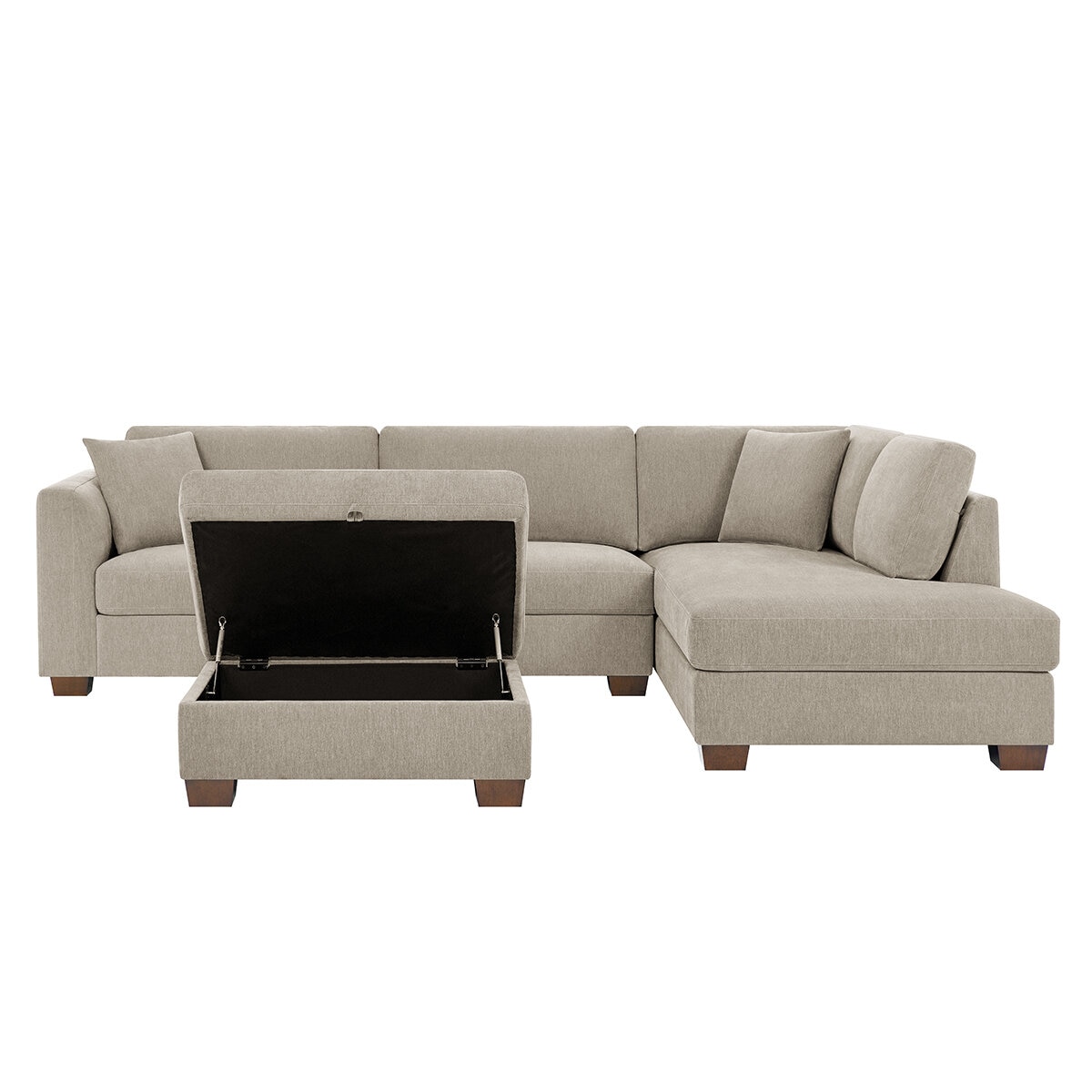 Thomasville Fabric Sectional With Storage Ottoman