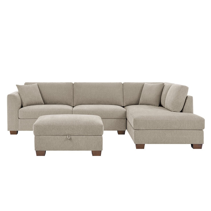 Thomasville Fabric Sectional With Storage Ottoman