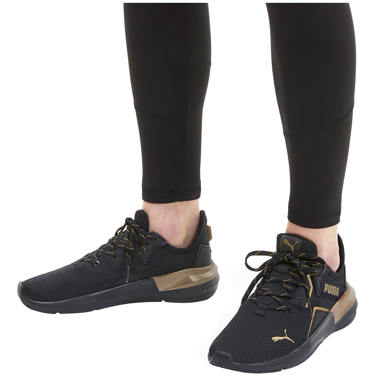 Puma Women's Platinum Metallic Training Shoe Black Gold |...