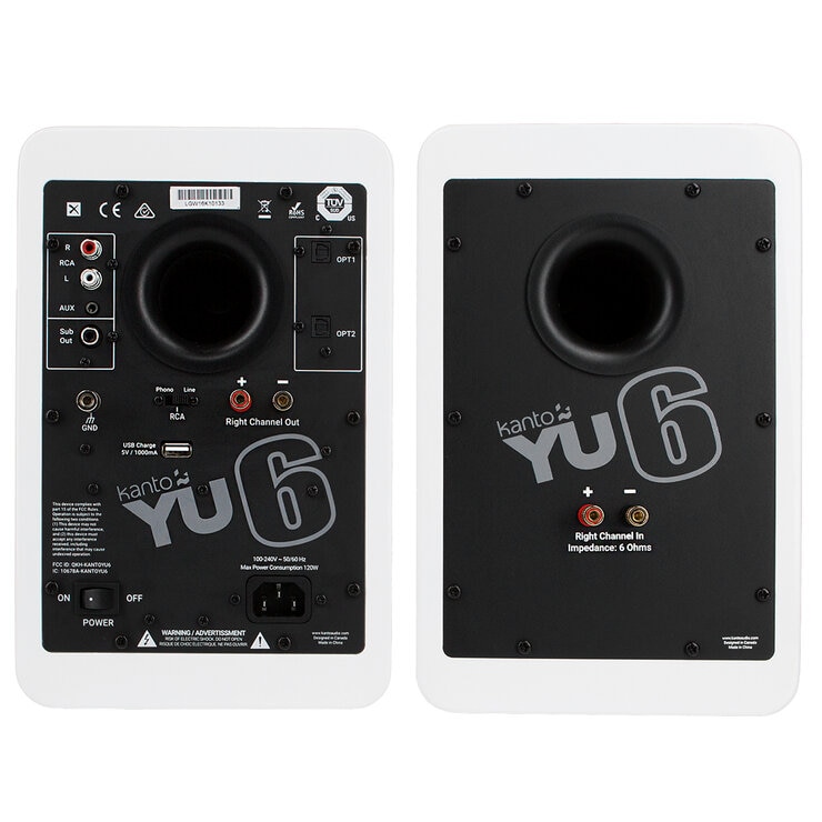 Kanto YU6 200W Powered Bookshelf Speakers Matte White KO-YU6MW-I