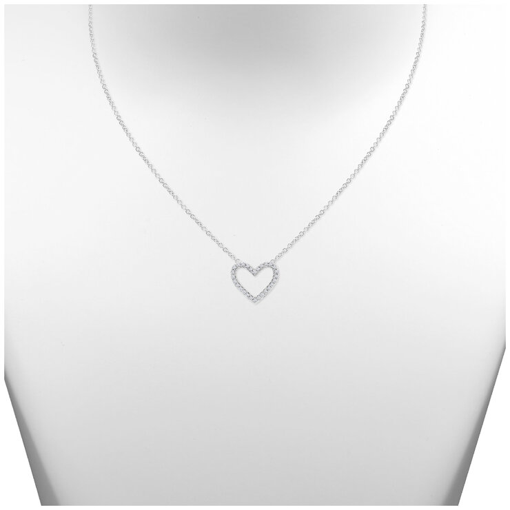 18KT White Gold 0.25ctw Round Diamond Heart Pendant