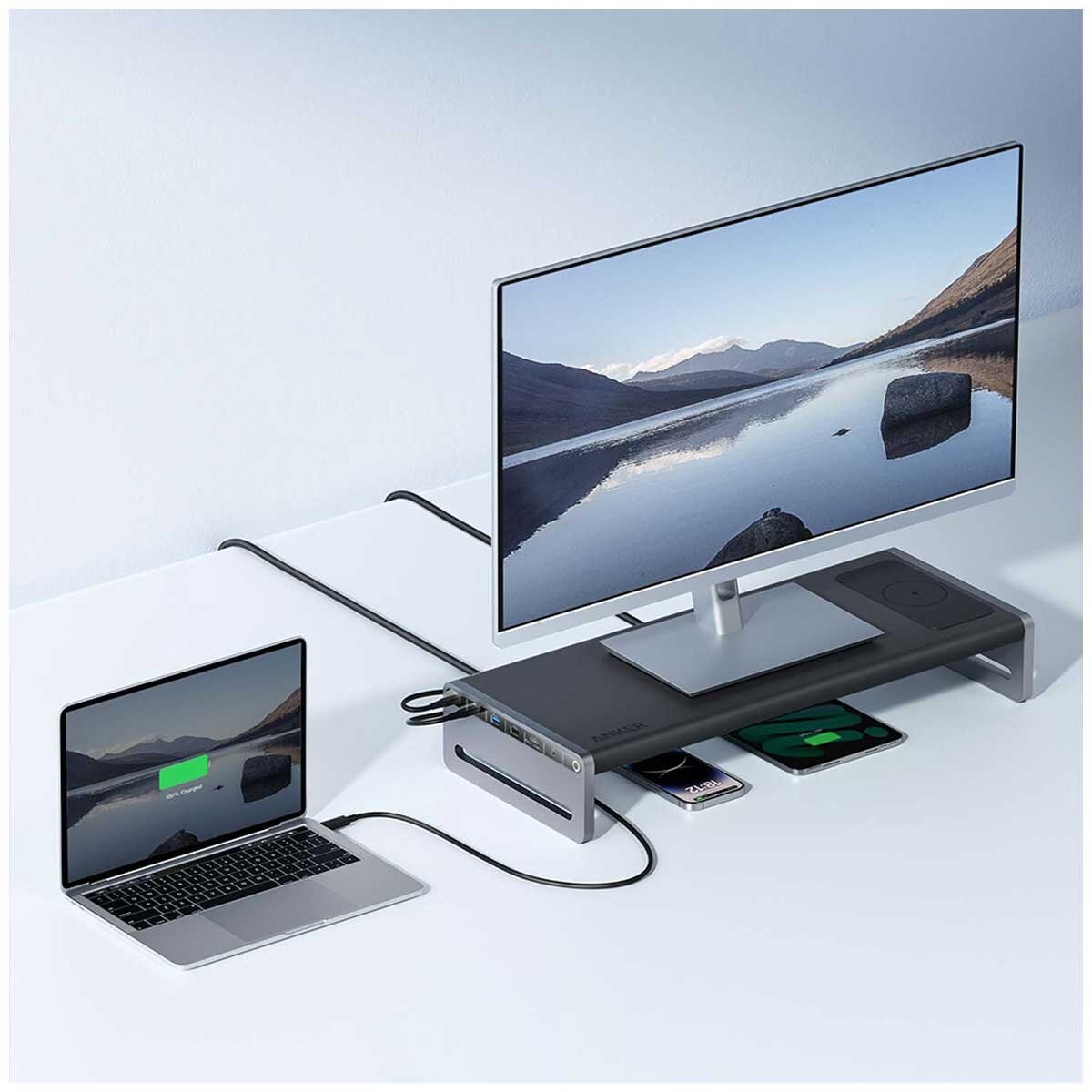 Anker 675 Monitor Stand With USB-C Dock And Wireless Charging Pad A8377TZ1