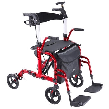Altus Hybrid Duo 2 In 1 Mobility Rollator And Transit Wheelchair Red