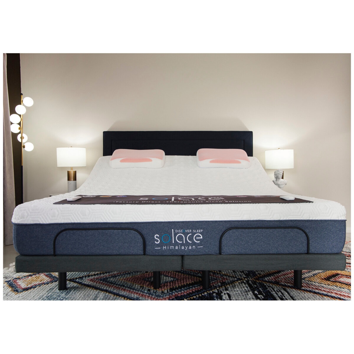 Solace Himalayan Mattress + Better Sleep Adjustable Base Full King Charcoal Grey