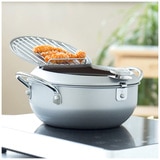 Yoshikawa Mirakutei III deep-frying pan with hinged lid 20cm integrated thermometer