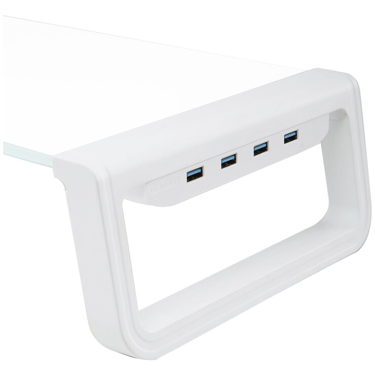 Seville Classics airLIFT Tempered Glass Monitor Riser with Powered USB