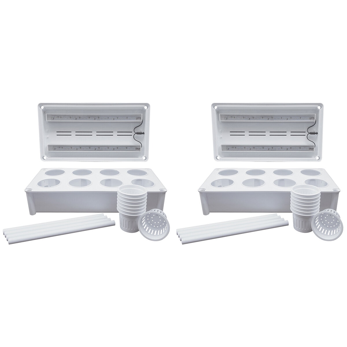 Greenlife 2 x Twin LED Self Watering Salad Grower with 8 Pots White 56 x 29 x 405 cm
