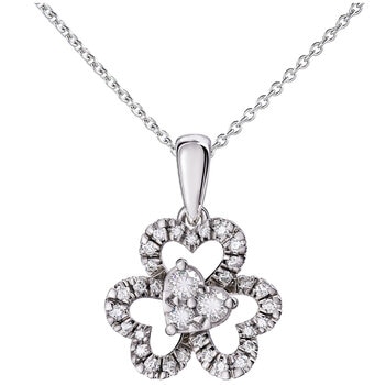 18KT White Gold 0.25ctw Round Brilliant Cut Diamond Clover Pendant