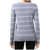 Kirkland Signature Ladies' Crewneck Sweater - Charcoal/Ivrory Stripe