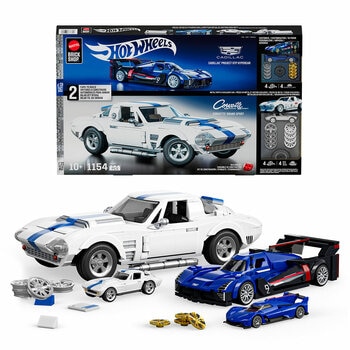 Mattel Brick Shop Hot Wheels Cadillac 1:32 And Corvette 1:16