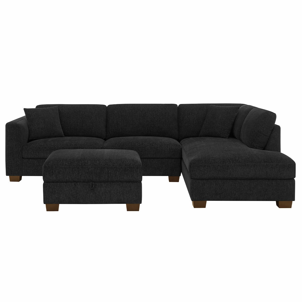 Thomasville 3 Piece Fabric Sectional With Storage Ottoman Thomasville 3 Piece Fabric Sectional With Storage Ottoman