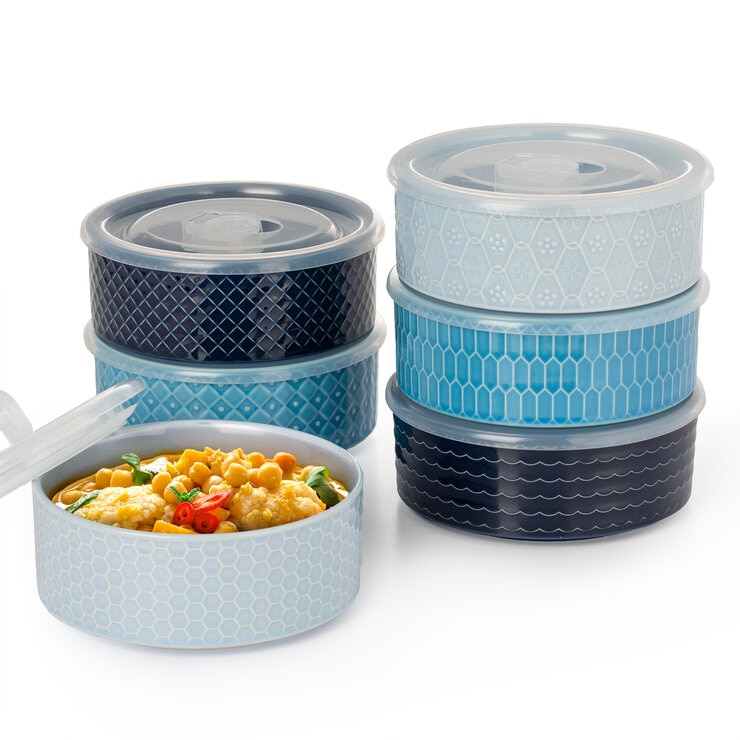 Signature Housewares Microwavable Bowls 6 Piece Set Blue