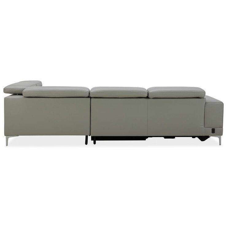 Aiden & Ivy Leather Power Sectional With Ratchet Headrest