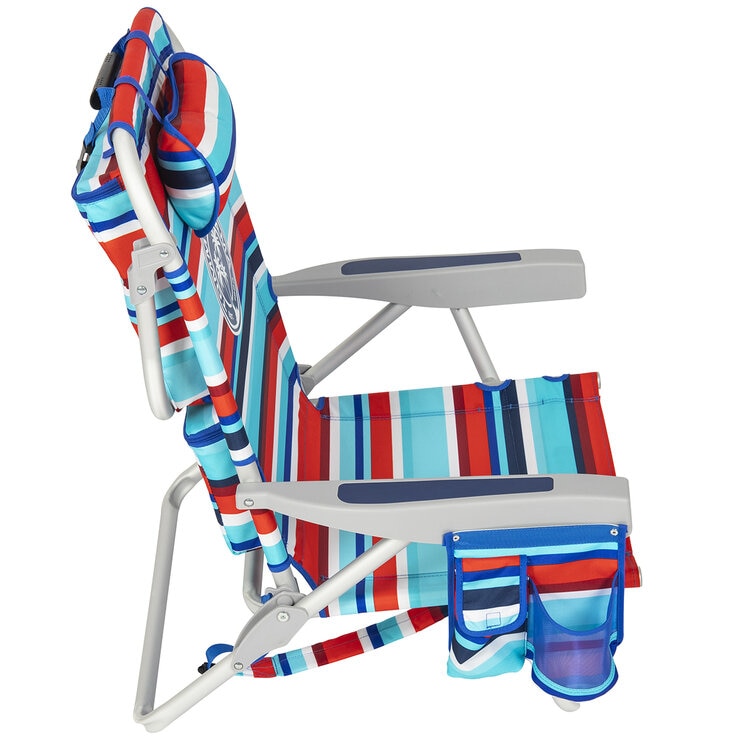 Tommy Bahama 5 Position Aluminium Backpack Beach Chair 2 Pack Royal And Red Stripe