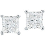 18KT White Gold 1.00CTW Princess Cut Diamond Stud Earrings