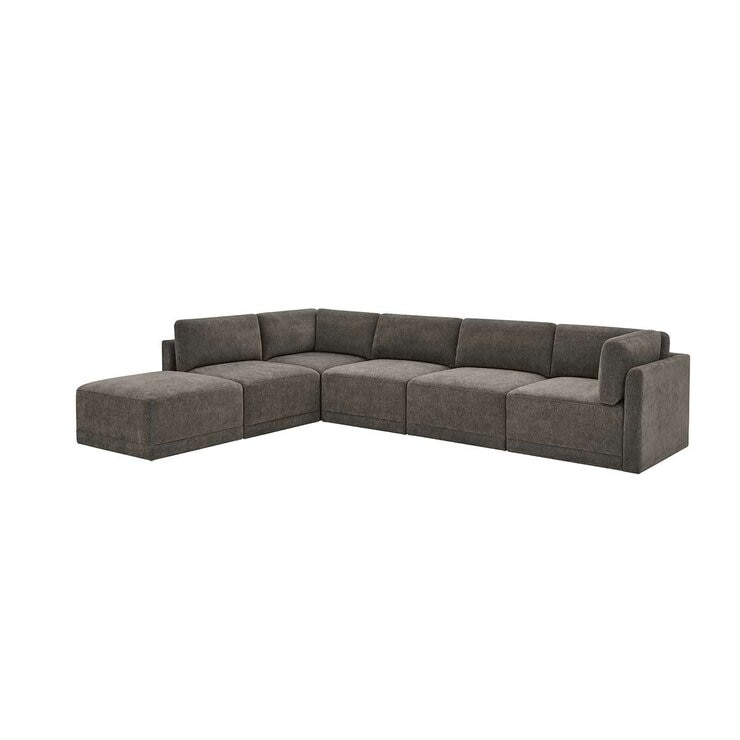Thomasville 6PC Fabric Modular Sectional with Ottoman Grey