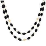 14KT Yellow Gold Faceted Black Onyx 2 Row Layered Necklace