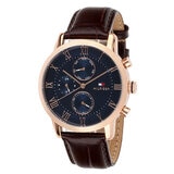 Tommy Hilfiger Brown Leather Blue Dial Men's Watch
