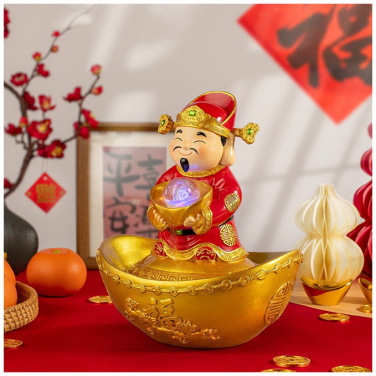 God Of Wealth Water Fountain 22cm