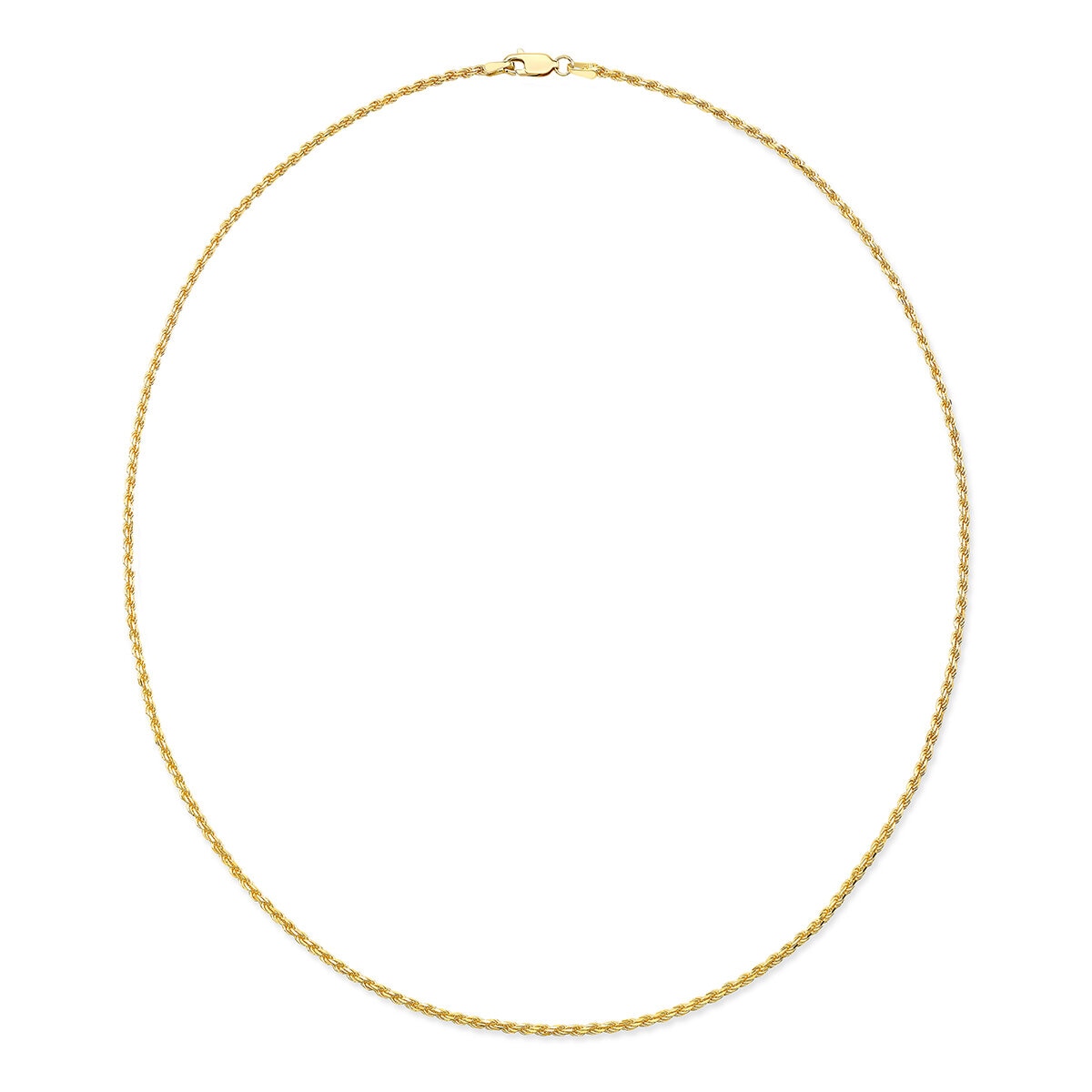 18KT Yellow Gold 2mm Diamond Cut Rope Necklace