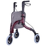 Altus Premium Lightweight 3 Wheel Rollator Walker With Convenient Storage Bag Red