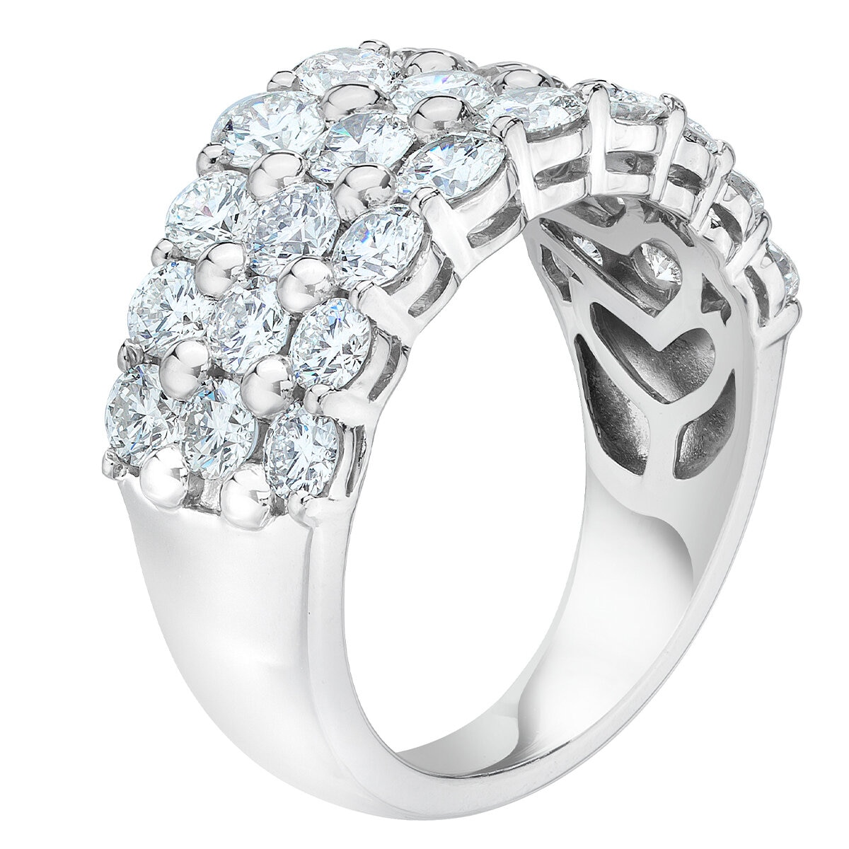 Platinum 3.00ctw Three Row Diamond Band